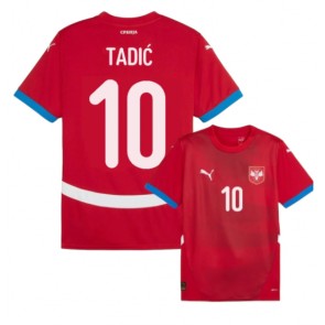 Serbien Dusan Tadic #10 Hjemmebanetrøje EM 2024 Kort ærmer